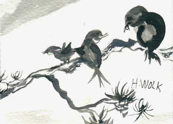 "Having A Conversation" by Helen Wolk, Minocqua WI - Ink